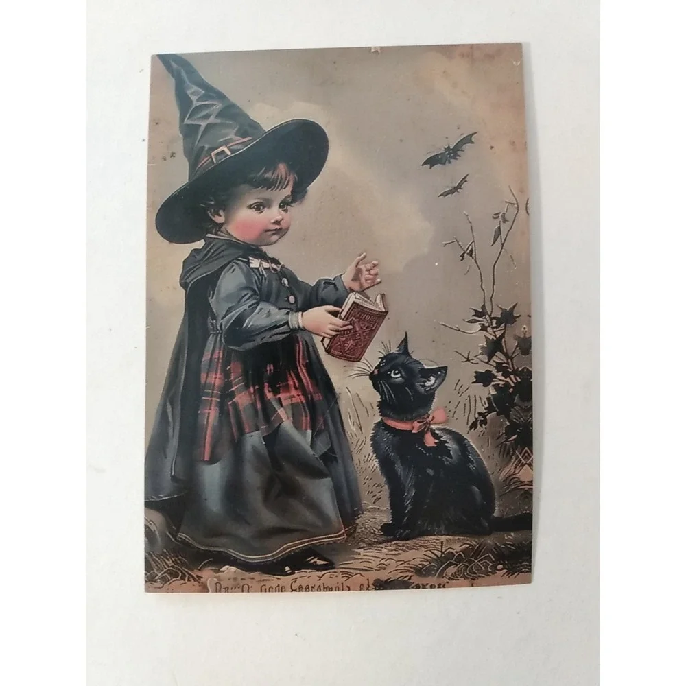 11 Halloween Postcard Lot Retro Witch Pumpkin Bat Skeleton Cat Reproduction NEW